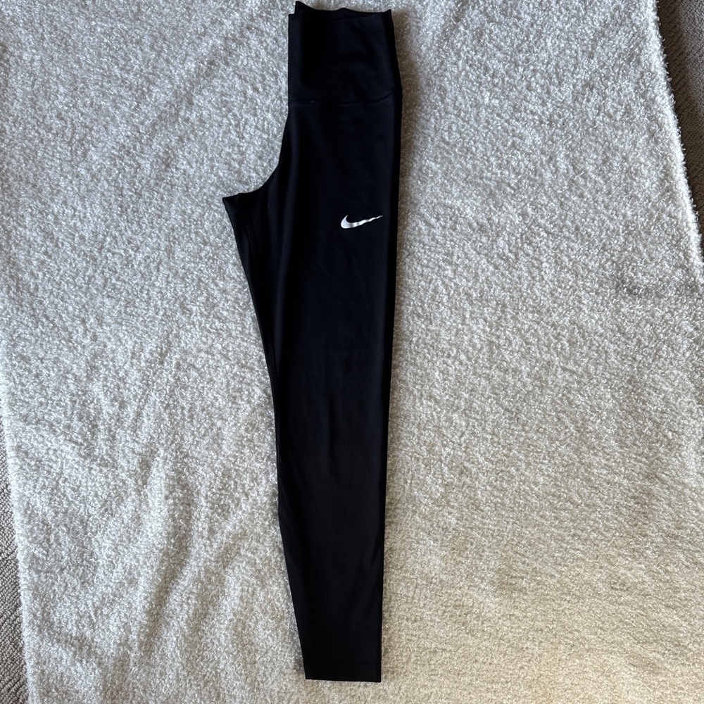 Nike Black Leggings with White Swoosh - Picture 3 of 3